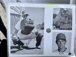 Milt May signed Astros Pirates team issued photo vintage young 8x10 Holo - Picture 1 of 2