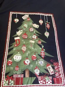 Fabric Advent Calendar with Pockets Christmas Ornament Print Wall Hanging 23x34" - Picture 1 of 14
