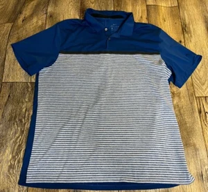 Nike XL Dri Fit Tiger Woods Polo Shirt Colorblock Striped Blue White Stretch - Picture 1 of 3