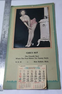 1958 Pinup Calendar Carl's Hut New Buffalo MI Fair and Warmer Litho USA - Picture 1 of 7
