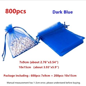 800pcs Dark Blue Organza Bag Drawstring for Wedding Party Candy Jewelry Gift - Picture 1 of 4