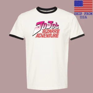 Jojo's Bizarre Adventure Cartoon Men's Ringer Black Size S-3XL - Picture 1 of 1