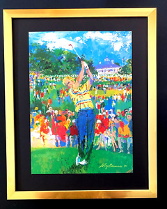 LEROY NEIMAN +  JACK NICKLAUS + CIRCA 1990 + SIGNED PRINT FRAMED 14X11 in.