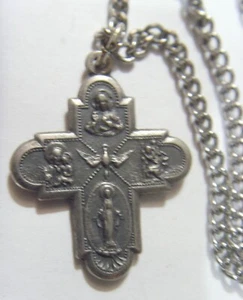 vintage catholic Saints five ways Holly Ghost cross religious pendant 53981 - Picture 1 of 4