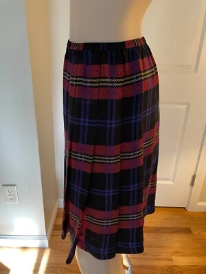 Falda Ellen Tracy Linda Allard Vintage plisada a cuadros 100 % seda talla 4 Foto 1 de 4