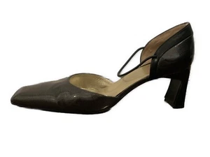 Charles Jourdan Paris Vintage Black Plaid Patent Leather Medium Heels 10 - Picture 1 of 7