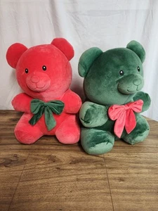 2 GUMMY BEAR 16" PLUSH RED HOT GUMMY AND GREEN HOT GUMMY - Picture 1 of 8