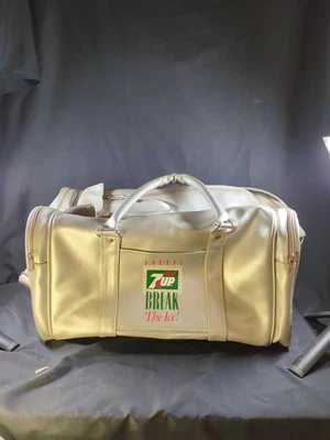Bolso de Lona Vintage Diet 7up "Break The Ice" Metálico Plateado 18x10" Raro **Leer** Foto 1 de 4
