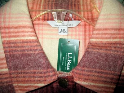 NUEVA LL BEAN Signature Gamuza Franela Camisa A Presión Túnica A Cuadros Rosa L $89 AGOTADA Foto 1 de 4