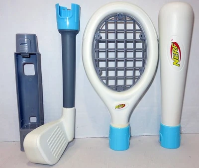 Wii Nerf Soft Sports Accessories Pack Blue Bat Tennis Racket Golf Club Nintendo - Image 1 of 4