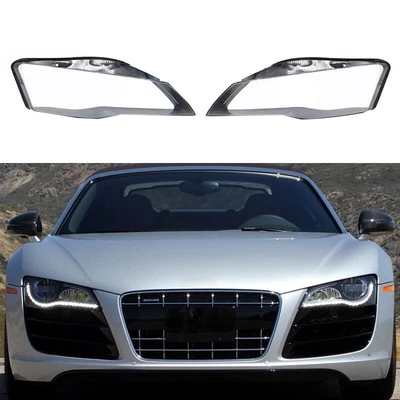 1Pair Headlight Lens Cover Headlamp Shell+Sealant Glue For Audi R8 2008-2015 - Image 1 of 4