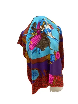 S3#Christian Lacroix Multicolor Nueva Bufanda de Seda 34 Pulgadas Foto 1 de 4