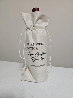 Bolsa de vino de regalo combina bien con nuevo capítulo - Bolsa de vino con cordón de arpillera Foto 1 de 2