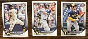 2025 Bowman Milwaukee Brewers Set Base, 3 Cards Jackson Chourio - Picture 1 of 3