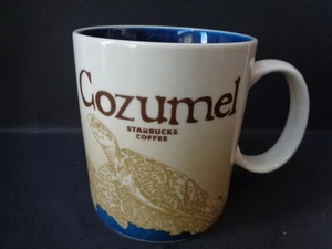 STARBUCKS COZUMEL 16 FL OZ Blue Tan  Cup/Mug 2016 with Turtle & Sea Scene - Picture 1 of 5