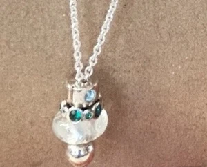 Chamilia Chain Charm Necklace New + Ice Murano Bead,Cz Charm, Cz Clip/Stopper - Picture 1 of 6