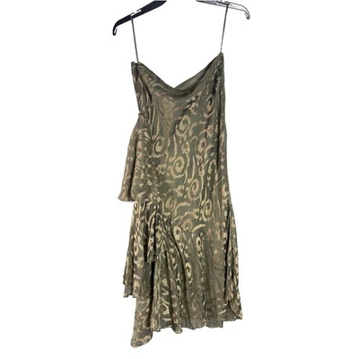 Ralph Lauren Collection Gold Silk Asymmetrical Ruffle Skirt Size 8 NWT - Image 1 of 4