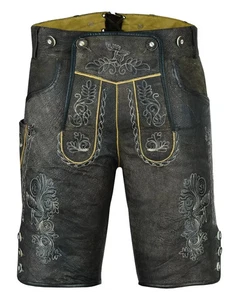 Costume Oktoberfest scamosciato pantaloni di pelle vestito bavarese pantaloncini di pelle tedeschi Klos - Foto 1 di 7