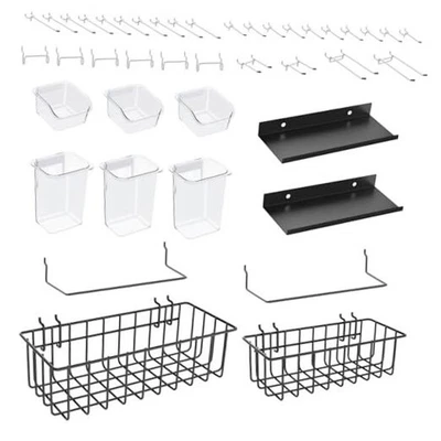 Kit de accesorios para tablero de clavijas, surtido de ganchos para tablero de clavijas con taza transparente + caja Foto 1 de 4