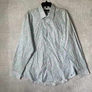 Report Collection Mens Button Shirt Green Pink Floral XL Cotton Blend Slim Fit - Picture 1 of 8