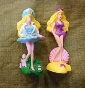 #FF. TWO 1993 BARBIE DOLL PLASTIC McDONALDS TOYS - Picture 1 of 2