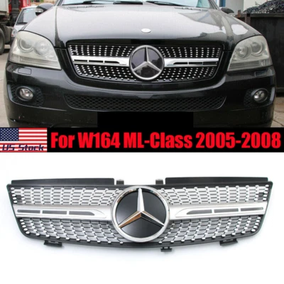 Front Grill Grille W/Emblem For W164 Mercedes 2005-2008 ML350 ML500 ML63 ML550 - Image 1 of 4