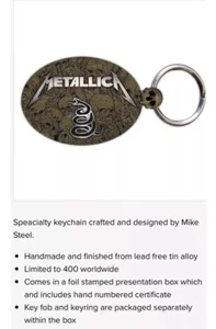 METALLICA Snake Oval Keychain Limited Edition - Only 400 Made / Artwork - Picture 1 of 3