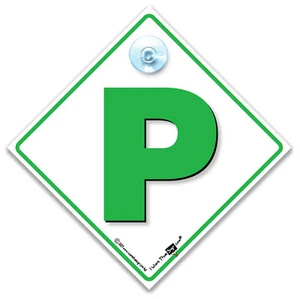 P Plate Suction Cup Car Sign, New Driver Car Sign, Green P-Plate Advisory Sign - Picture 1 of 2
