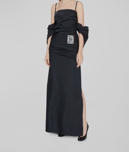 Maxi abito da donna nero Maison Margiela $2030 MM6 taglia 40