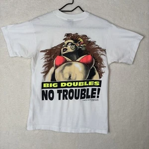 90s BMX Bicycle Supercross Vtg Motocross Tuf Racing Shirt Big Doubles Bikini Tee - Picture 1 of 12