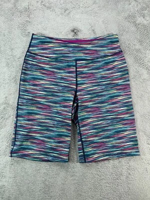 Lands End женщин высокий средний мотоциклиста шорты синий йога шорты расслабленный мульти полоски - Изображение 1 из 4