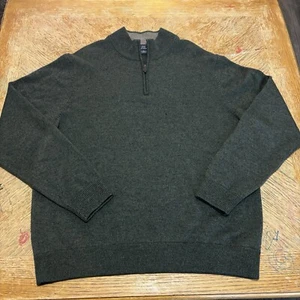 Brooks Brothers 346 Mens XL Gray Extra Fine Merino 100% Wool 1/4 Zip Sweater - Picture 1 of 7