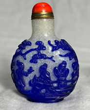 Blue Overlay over Snowflake Glass Snuff Bottle, Late 18th/19th C.