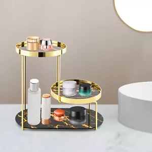 3 Tier Makeup Display Rack Mirror Glass Tray Iron Bathroom Cosmetics Organizer - Picture 1 of 48