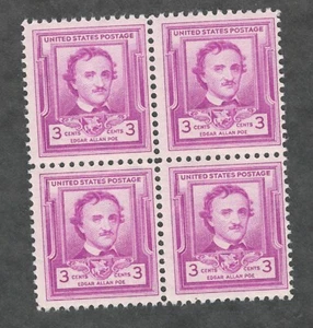 US. 986. 3c. Edgar Allan Poe (1809-1849) Poel, Wright, Herausgeber. BK4. postfrisch. 1949 - Bild 1 von 1