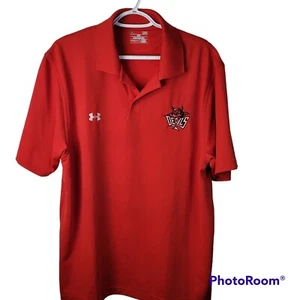 Under Armour Mens UA Performance Loose Red Polo Shirt Size Large Devil Logo - Picture 1 of 10