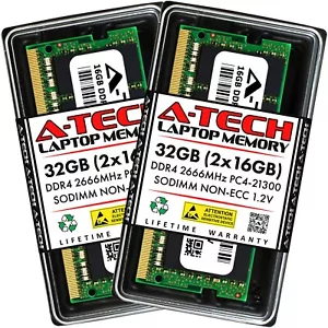 A-Tech 32GB 2x 16GB PC4-21300 Laptop SODIMM 260-Pin DDR4 2666 MHz Memory RAM Kit