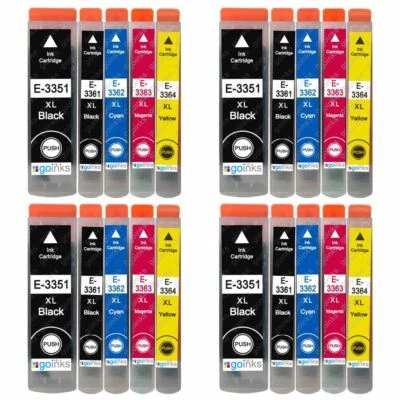20 Tintenpatronen ersetzen Epson T3351 T3361 T3362 T3363 T3364 (33XL) Kompatibel - Bild 1 von 4