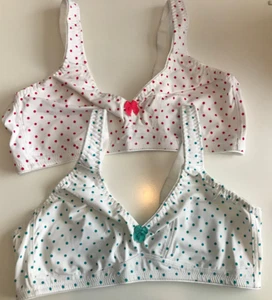 White polka dot Bras 48C Soft Cup Wirefree No padding pink & green Pack of 2 - Picture 1 of 11