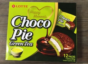 Torta Lotte Choco Pie Desert Cioccolato Gusto Tè Verde * VENDITORE USA - Foto 1 di 2