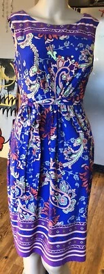 A Pea In The Pod Small Paisley Floral Belted Maternity Sleeveless Dress - Image 1 of 4