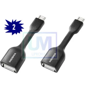 Set 2 - OTG (On The Go) Micro USB-to-USB Type-A Adapter Cable - Black - Picture 1 of 2