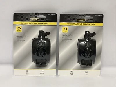 Lote de (2) Temporizador de cuenta regresiva Defiant 15 Amp 24 horas al aire libre enchufable anochecer-amanecer Foto 1 de 4