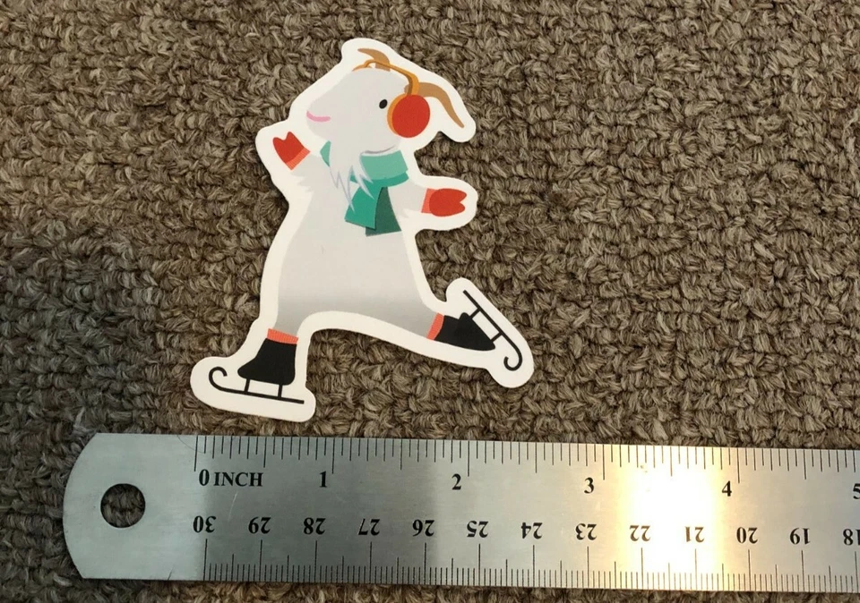 RARE Salesforce Cloudy the Goat Ice Skating Holiday Sticker  - Image 1 of 1