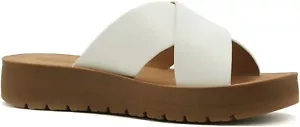 Soda Schuhe Damen Sandalen kreuzweise Riemenband flache Plateau weiß LUCY-S - Bild 1 von 3
