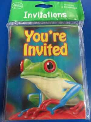 Fun Frogs Tropical Rainforest Animals Birthday Party Invitations w/Envelopes - Image 1 of 2