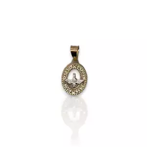 Oval Shape Bird CZ Pendant - 10K Yellow Gold - Picture 1 of 2