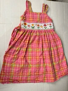 Vtg Anavini Girls Smocked Dress Embroidered Pink Size 6 Twirl Cottage Core - Picture 1 of 5