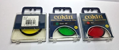 3x Cokin Ø55mm Filters for Black and white Photography : Yellow, Red, Green --M1 - Image 1 of 2