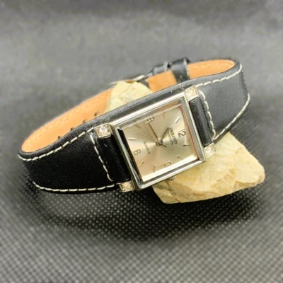 Reloj para mujer Embassy/Gruen GEM1647L bisel gemado/cuadrado/plateado/cuero negro” Foto 1 de 4